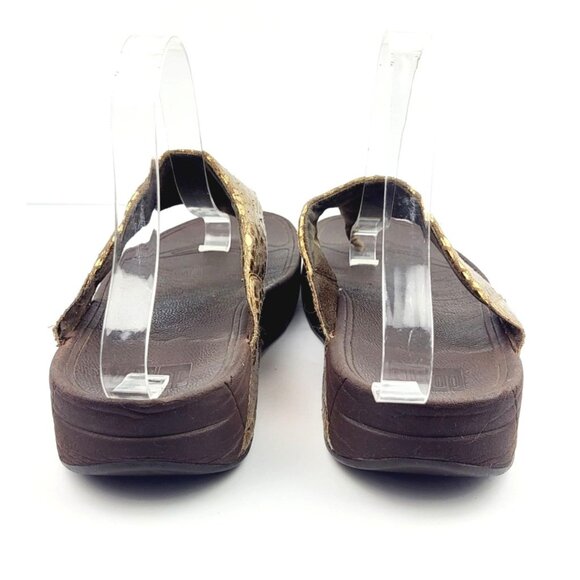 Fit‎ Flop Gold Animal Print Sandals - Size 9 - Picture 7 of 8